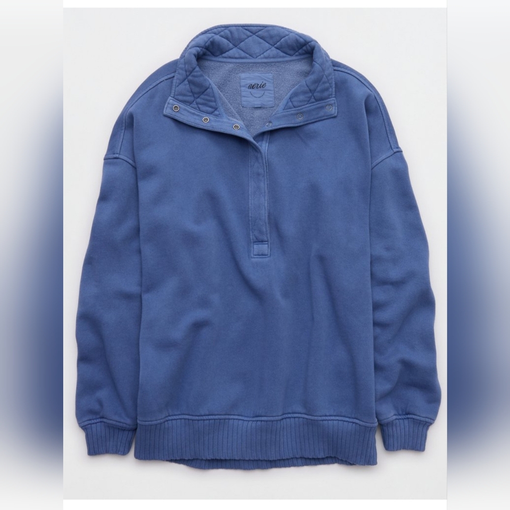 Aerie OH SNAP Sweatshirt Medium Marbled Blue NWT